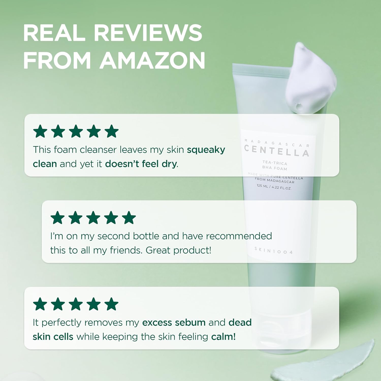 Madagascar Centella Tea-Trica BHA Foam 4.22 Fl.Oz, 125Ml, Professional Cleansing Care and Relief to Acne-Prone Skin